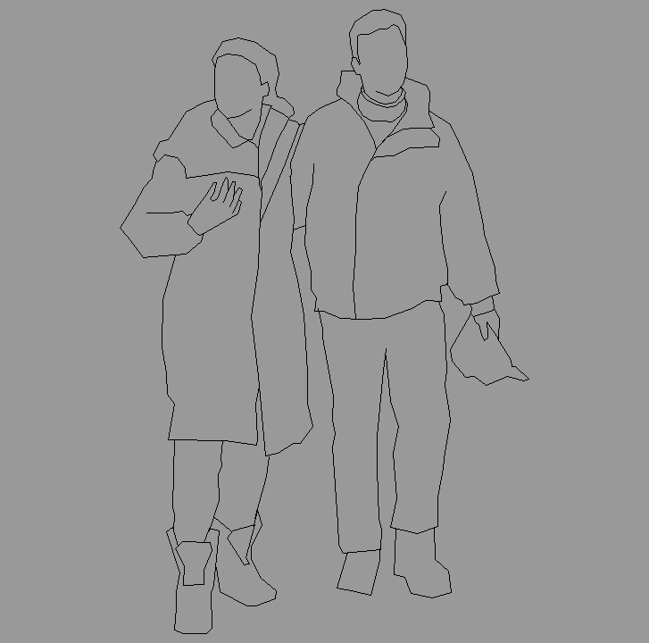 Bloque Autocad Vista de Parejas 22 en Alzado detallado